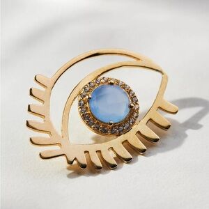 New Anthropologie Atelier Mon Spirit Eye Pearl Brooch Gold